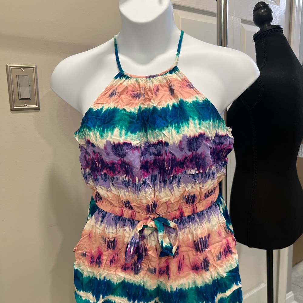 Colorful Tie-Dye Halter Jumpsuit
